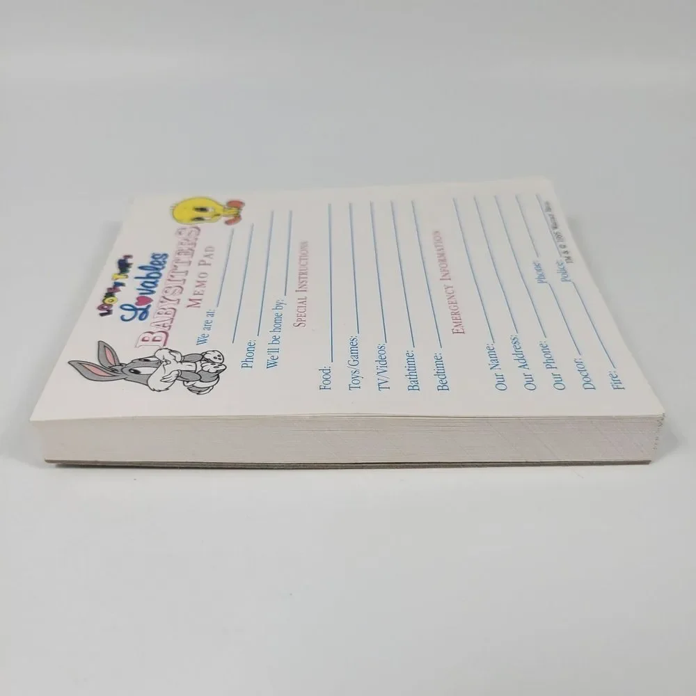 VTG Looney Tunes Lovables Babysitters Memo Pad Baby Bugs Bunny Baby Tweety